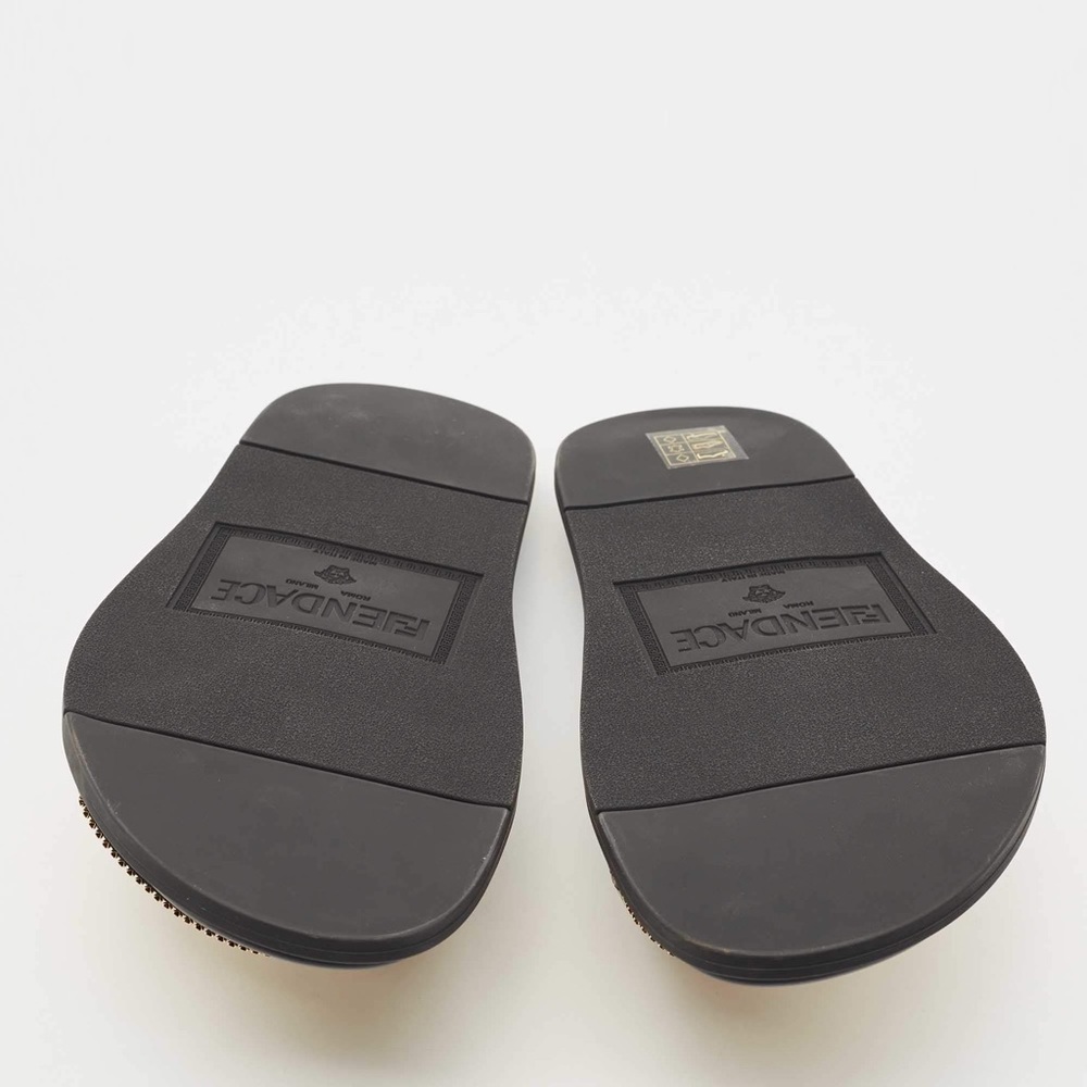 Fendi x Versace Gold Metal and Leather Flat Slides - Picture 6 of 6